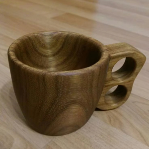 WASHED Natural Wood Square Tea <b>Cup</b> for Wine <b>Coffee</b> Water Hot Cold Drinks Modern Luxury Style Customizable Size Color Drinking - Product Image 1