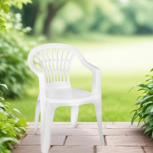 Chaises en plastique empilables 6 places blanches avec dossier bas et accoudoirs 56x54x80 cm Utilisation intérieure et extérieure - Product Image 3