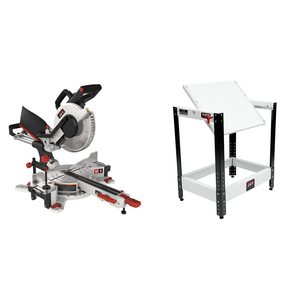 Scie à onglet composée à double biseau de 10 pouces avec table de travail relevable, électrique/à batterie, pour le bricolage du bois et du métal - Product Image 1