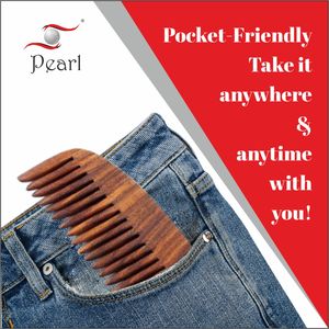 Peigne à barbe à manche en bois pour hommes pour coiffer et toiletter votre barbe par Pearl - Product Image 6