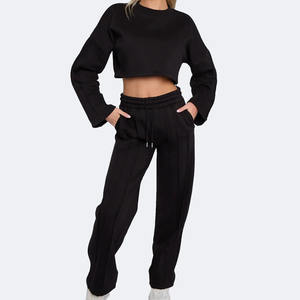 Conjunto de 2 Piezas Personalizado para Mujer, Sudadera Corta con Bordado Desgastado y Pantalones Deportivos Cortos, Chándal de Invierno 2026 - Product Image 2