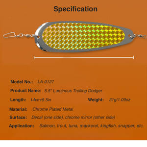 5.5 "เรืองแสง Trolling Dodger กะพริบตกปลา Dodger flashers Trolling flashers ล่อปลาแซลมอนสเก็ตบอร์ดเกียร์สลิงมีด - Product Image 6