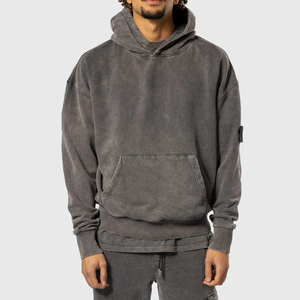 100% algodón, venta al por mayor, ropa de calle, sudaderas con capucha de talla grande para hombre, ropa de entrenamiento, Sudadera con capucha Vintage Stone Wash Activewear - Product Image 3