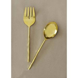 Ensemble de service à salade en argent Poignée d'extrémité audacieuse Ustensiles de cuisine Outil de cuisson Salade Soupe Cuillère de service Ensemble - Product Image 3