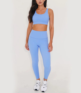 Ensemble de 2 pièces pour femmes, soutien-gorge de sport et leggings respirants à taille haute avec cordon de serrage, vêtements de sport pour la salle de sport, entraînement, fitness, vêtements de sport assortis - Product Image 6