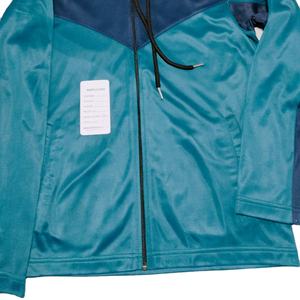 Sudadera con capucha de algodón 100% transpirable para hombre, estilo casual, con bloques de color, conjunto de dos piezas para gimnasio, chaqueta con cremallera y pantalones jogger. - Product Image 4