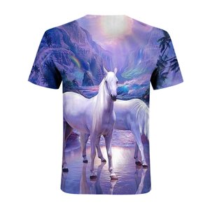 T-shirts de gymnastique unisexes doux imprimés par sublimation à col roulé tricoté à manches courtes à séchage rapide anti-boulochage et anti-rétrécissement en vrac - Product Image 4