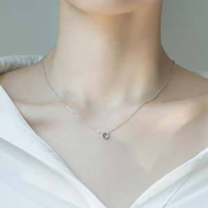 Collier tendance en argent sterling avec turquoise et diamants, motif animal et fleur, plaqué rhodium - Product Image 5