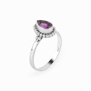 Bague en améthyste naturelle faite à la main en argent sterling massif 925 couleur bleue forme de poire en argent 925 estampillé fait à la main bague en argent - Product Image 1