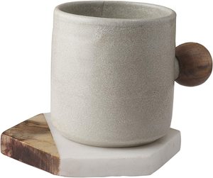 Marble & Mango Wood <b>Coasters</b> <b>Set</b> of 4 Round Drink <b>Coasters</b> with Holder Handmade Table Protection Home Decor - Product Image 4