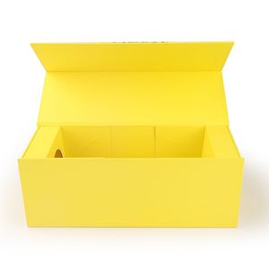 กล่องกระดาษเคลือบเงาแบบพับได้หรูหราบรรจุภัณฑ์ของขวัญริบบิ้นเคลือบเงาเคลือบยูวีสำหรับไวน์ - Product Image 4