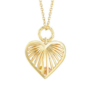 Collier cage cœur en pierre de naissance plaqué rhodium Jeulia - Chaîne à maillons géométriques tendance pour anniversaire - Product Image 1
