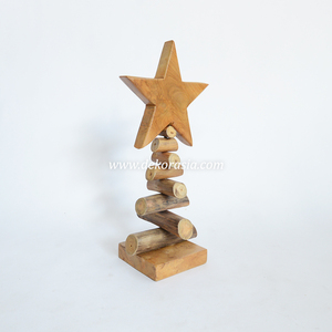 Branche de teck en bois épicéa avec étoile pour décorations d'arbre de Noël et accessoires de Noël - Product Image 5