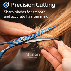 Ciseaux de coiffeur professionnels de 6,5 pouces, revêtement en titane bleu, acier inoxydable, ciseaux de coupe de salon, design ergonomique, OEM - Product Image 6