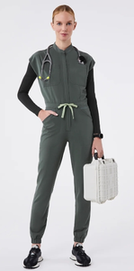 Conjunto Completo de Uniformes con Top de Manga Corta con Doble Bolsillo y Escote de Cuello Alto Seguro - Product Image 5