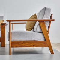 Fauteuil en bois moderne de style mid-century, avec coussin individuel, chaise longue d'extérieur durable, écologique et écoresponsable, usine OEM ODM
