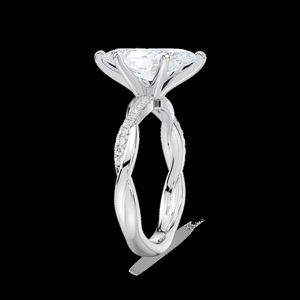 Anillo de compromiso con diamante cultivado en laboratorio de corte marquesa de 2.10 quilates, certificado por IGI, oro macizo de 14k con vástago trenzado - Product Image 2
