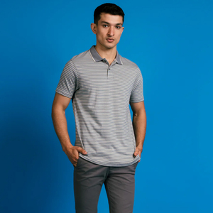 Verano de alta calidad que absorbe la humedad Dry Fit Spandex poliéster tejido a rayas Golf Polo camisetas para hombres fabricados por HP - Product Image 1