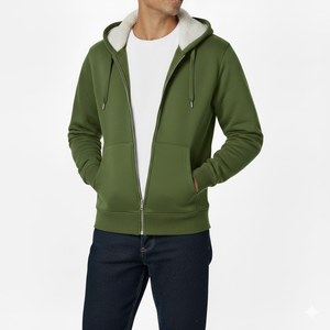 Sweat à capuche zippé en éponge française 480gsm pour hommes Sweat à capuche zippé gris délavé Streetwear à fermeture éclair complète en coton OEM - Product Image 4