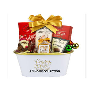 Venta caliente decoración del hogar Metal Chocolate regalo embalaje cesta de almacenamiento con asas laterales forma ovalada para uso en fiestas - Product Image 4