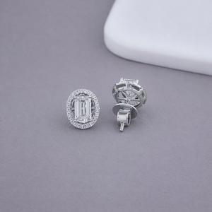 IGI Certified Yellow Emerald Cut Lab Grown Diamond Halo Stud <b>Earrings</b> <b>Solid</b> 925 Sterling <b>Silver</b> Oval Halo Diamond <b>Earrings</b> - Product Image 3