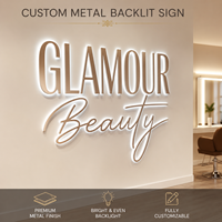 Enseigne commerciale personnalisée rétroéclairée par LED, lettres métalliques, logo lumineux, enseigne murale pour magasin, bureau, salon de beauté, décoration