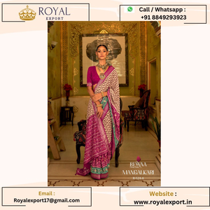 Lancement du nouveau design Mangalkari Smoothy Printed Patola Silk avec Designer Border Saree au prix de gros - Product Image 5