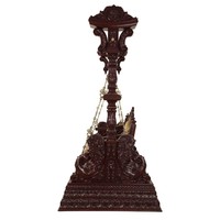 Sofá Columpio de Madera de Teca Moderno y Lujoso, Tallado Intrincado, Hecho a Mano, Jhula para Exteriores, Muebles de Jardín de 3 Plazas para Patio