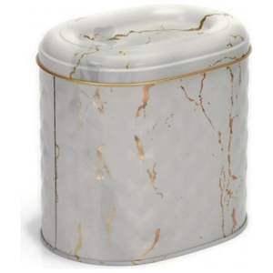 Boîte en métal 1.4L blanche de marbre 140x120x130mm boîte ovale catégorie de produit boîtes en métal - Product Image 3