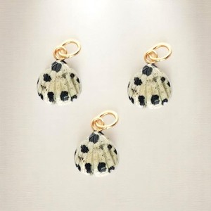 Colgante Seshell de jaspe Dálmata, colgantes de concha marina chapados en oro de Plata de Ley 925, joyería hecha a mano de piedras preciosas de 12mm para mujeres a granel - Product Image 1