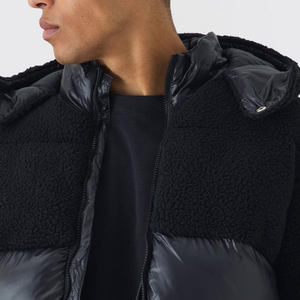 Dernier design de veste à capuche pour hommes avec fermeture éclair Borg noir et haute brillance pour vêtements d'extérieur d'hiver Dernier style d'usine - Product Image 2