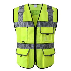 Gilet de sécurité réfléchissant avec logo personnalisé et multi-poches de haute qualité Construction industrielle en plein air Vêtements de travail de sécurité haute visibilité - Product Image 1