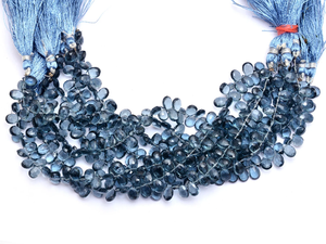 London Blue Topaz Quartz 6x9mm-7x10mm Perle Briolette Poire À Facettes Fine London Blue Topaz Hydro Quartz Perles De Pierres Précieuses pour Bijoux - Product Image 3