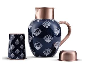 La cruche en cuivre pur imprimé au design élégant pour la maison et le restaurant utilise la fabrication de cruches en Inde à bas prix - Product Image 4