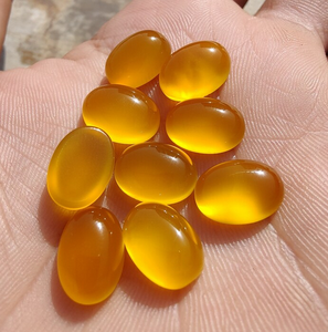 Mango Chalcedon Ovale Form Glatter Cabochon Für Schmuck Herstellung von hochwertigen gelben Edelsteinen Birth stone Armband ringe - Product Image 5