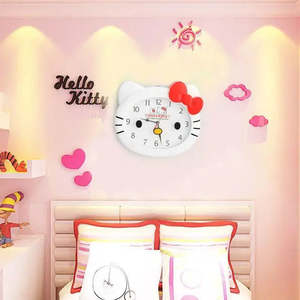 Hello Kitty Large 30cm <b>Decorative</b> <b>Wall</b> <b>Clock</b> Single Face Quartz with Scenic Pattern Custom Logo Made of Plastic Glass Material - Product Image 3
