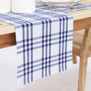 Homestead โต๊ะวิ่งผ้าฝ้าย100% สไตล์คลาสสิกสไตล์โมเดิร์นสำหรับบ้านไร่ลายตารางหมากรุกสีฟ้าขาวขนาด14x108นิ้วสำหรับใช้ในบ้าน-สำหรับฤดูใบไม้ผลิ - Product Image 4