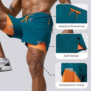 Short de gymnastique à compression taille haute pour hommes, vêtements d'entraînement de motocycliste avec logo personnalisé, vêtements d'entraînement de fitness pour le sport - Product Image 3