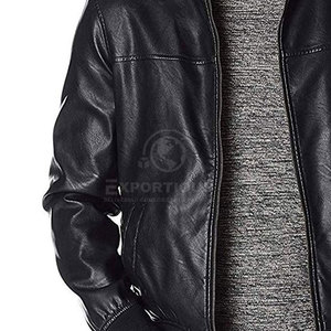 Veste en cuir respirante et confortable, col montant, logo sur le devant, meilleur prix, utilisation en extérieur, prix de gros, pour hommes, hiver, en vente en ligne - Product Image 6