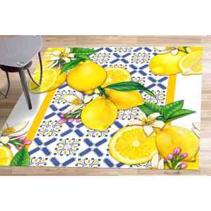 Lemon Print <b>Rug</b> - Modern Area <b>Rug</b> for Kitchen, <b>Hallway</b> & Front Door,Luxury Velvet <b>Rug</b> - Product Image 1