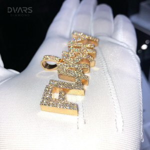 Colgante de Hip Hop para Hombre con Letra Inicial de Moissanita, Chapado en Oro de Lujo sobre Plata de Ley 925 - Product Image 5