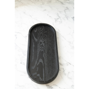 Vente chaude 2025 boiseries plateau de service en bois bords incurvés avec plateaux en bois de stockage de couleur noire à vendre par les exportateurs indiens - Product Image 5