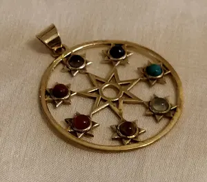 Hot selling Multi Gemstone Brass metal Flower Design seven Chakra Pendants Necklace
