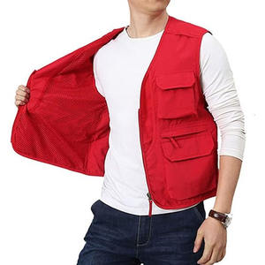 เสื้อกั๊กใส่ทำงานสำหรับผู้ชายสีแดงระบายอากาศได้ดีเสื้อกั๊กคาร์โก้ออกแบบได้ตามต้องการเสื้อกั๊กปักลายสั้นฤดูหนาว - Product Image 2