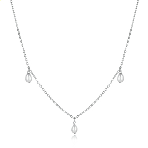 Dainty Pearl Design Handcrafted Charm <b>Necklace</b> Engagement Wedding Party Turkish <b>Handmade</b> 925 Sterling <b>Silver</b> Jewelry - Product Image 5