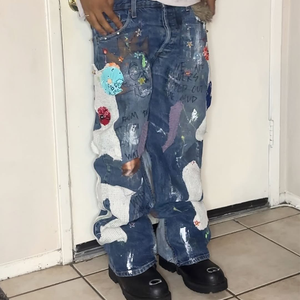 Jeans de Mezclilla Desgastados con Parches Multicolores Vintage Personalizados al por Mayor de SPORTISH IMPEX, Unisex - Product Image 5