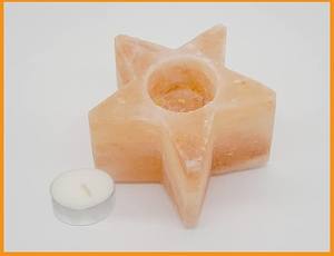 Portavelas con forma de estrella de sal rosa, venta al por mayor interruptor de atenuación lámpara de sal del Himalaya piedra de roca de cristal Rosa sal natural de Pakistán - Product Image 2
