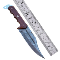 Couteau de chasse et de camping en acier Damas fait main sur mesure, manche en bois, personnalisable OEM, épaisseur 4 mm, non réglable