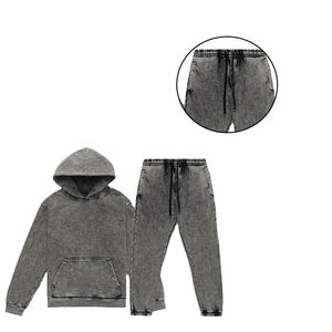 Survêtement de pull délavé à l'acide de haute qualité pour hommes tarif de gros de vêtements de jogging d'hiver écologiques - Product Image 6