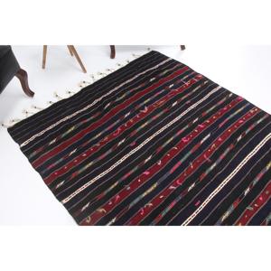 Alfombra Turca de 4.7x6.6 pies, Alfombra Vintage, Alfombra Negra con Diseño Floral de Lana - Product Image 1